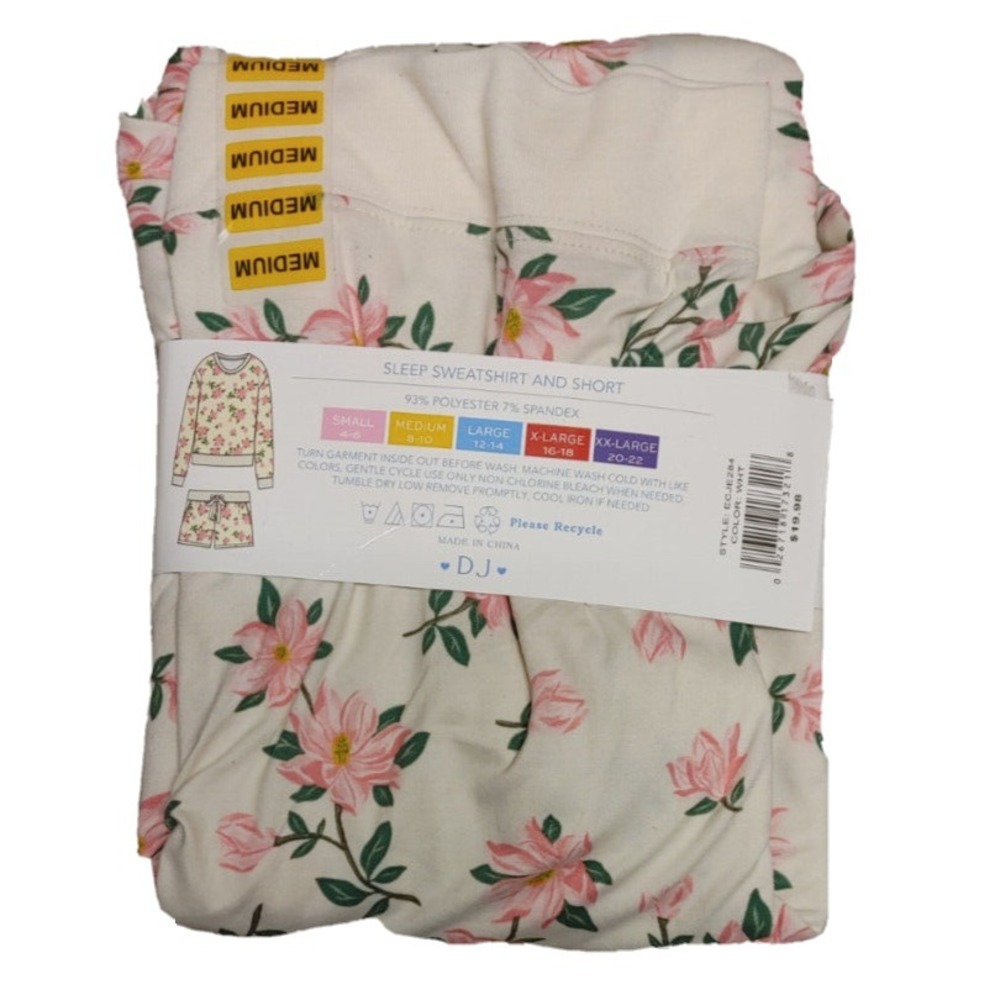NWT DJ Draper James Women's Two Piece Lounge Short Set Ivory Floral Small - Picture 2 of 2